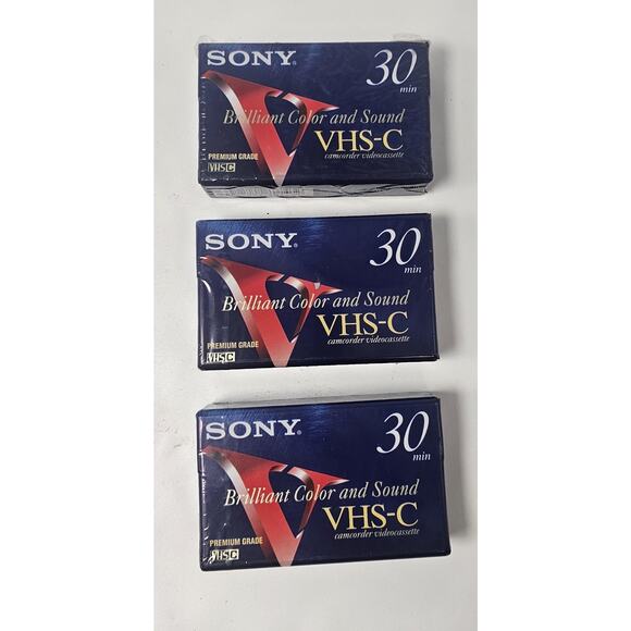 Sony VHS-C TC-30VHGF Premium Grade 30 Min Camcorder Tapes Lot Of 3 NEW SEALED - Picture 1 of 6